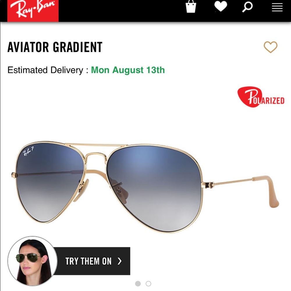 Ray ban aviators sunnies with gold frame